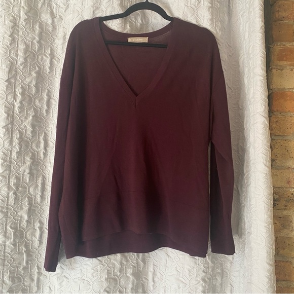 EVERLANE 100% Cashmere Burgundy V-Neck Sweater Pullover - Picture 2 of 6